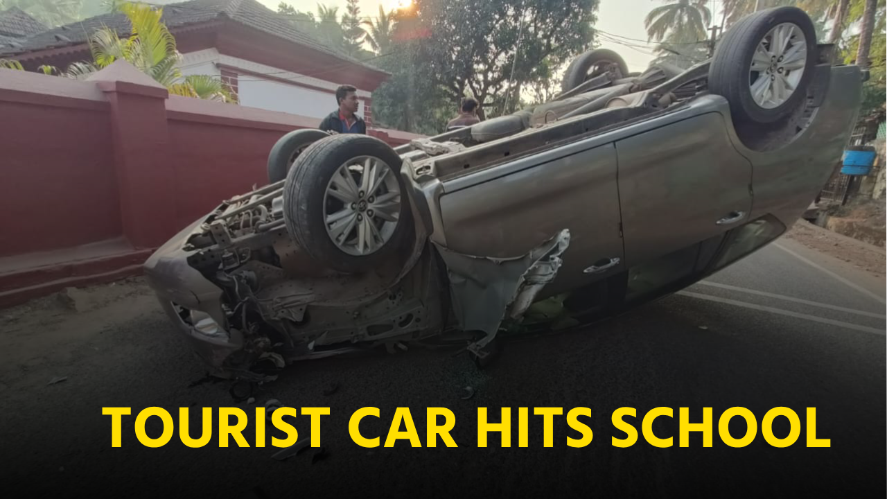 Speeding Rent-A-Car Plows into School Compound Wall in Anjuna, 3 Injured || ENGLISH || GOA365 