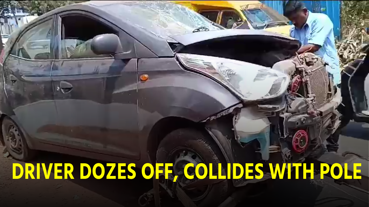 Car Crashes After Driver Falls Asleep Behind The Wheel In Candolim || GOA365