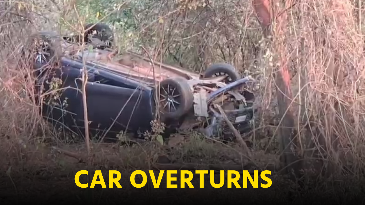 Car, Suspected to Be Speeding, Overturns Along Siolim-Mapusa Road || GOA365